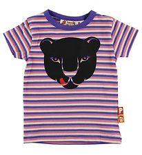 DYR T-shirt - Lilla/Rosastribet m. Panter