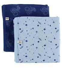 Pippi Tppe - 70x70 - 2-pak - Navy/Lysebl m. Traktor/Rummet