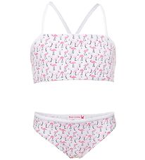 Petit Crabe Bikini - Louise - UV50+ - Hvid m. Flamingo