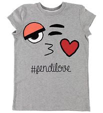 Fendi Kids T-shirt - Gråmeleret m. Ansigt