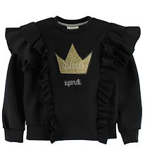 Fendi Kids Bluse - Sort m. Flæser/Guldkrone