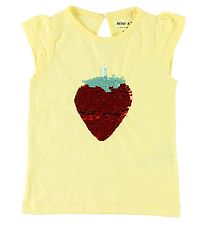 Mini A Ture Top - Annaline - Gul m. Jordbær
