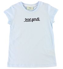 Fendi Kids T-shirt - Lyseblå m. Tekst