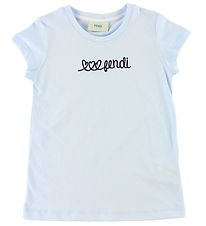 Fendi Kids T-shirt - Lysebl m. Tekst