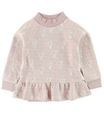 Mini Q Ture Bluse - Kicka - Hvid m. Glitter/Katte