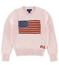Polo Ralph Lauren Bluse - Strik - Lyserød m. Flag