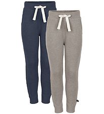 Minymo Sweatpants - 2-pak - Lys Brunmeleret/Blmeleret