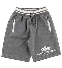 Dolce & Gabbana Shorts - Sweat - Gråmeleret m. Logo