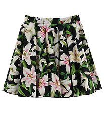 Dolce & Gabbana Nederdel - Lilium - Sort m. Hvide Liljer Dolce & Gabbana Nederdel - Lilium - Sort m. Hvide Liljer