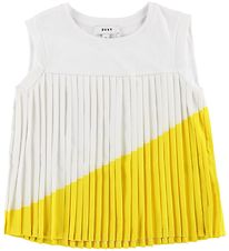 DKNY Top - Plisseret - Hvid/Gul