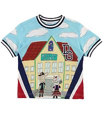 Dolce & Gabbana T-shirt - Back To School - Lyseblå m. Skole Dolce & Gabbana T-shirt - Back To School - Lyseblå m. Skole
