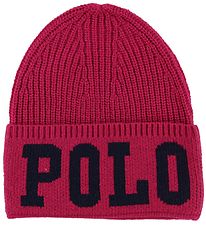 Polo Ralph Lauren Hue - Akryl/Uld - Mrk Pink m. Tekst