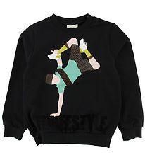 Fendi Sweatshirt m. Htte - Sort m. Breakdancer/Tekst