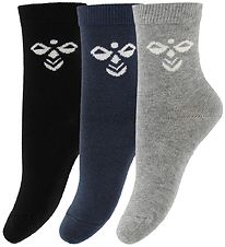 Hummel Strømper - HMLSutton - 3-pak - Sort/Navy/Gråmeleret