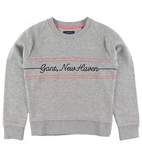 GANT Sweatshirt - Gant Script - Gråmeleret