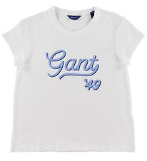 GANT T-shirt - Gant Script - Hvid m. Lyseblå