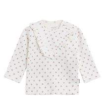 Hust and Claire Bluse - Alfrida - Hvid m. Blomster/Flæse
