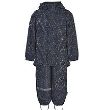 Mikk-Line Regntøj m. Seler - Recycled Glitter - PU - Blue Nights Mikk-Line Regntøj m. Seler - Recycled Glitter - PU - Blue Nights