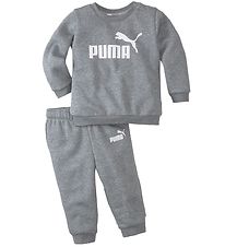 Puma Sweatsæt - Minicats ESS Crew Jogger -Medium Grey