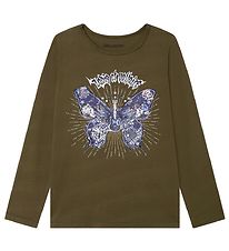 Zadig & Voltaire Bluse - Wild Sound - Khaki m. Sommerfugl/NItter