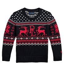 Polo Ralph Lauren Bluse - Strik - Classics IV - Sort m. Rød Polo Ralph Lauren Bluse - Strik - Classics IV - Sort m. Rød