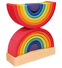 Grimms Trælegetøj - Stabletårn - Dobbelt Regnbue - Multifarvet