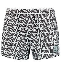 Puma Badeshorts - Hvid m. Sort Print