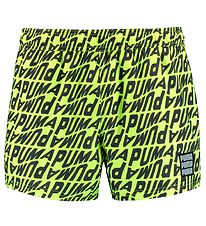 Puma Badeshorts - Neongul m. Print