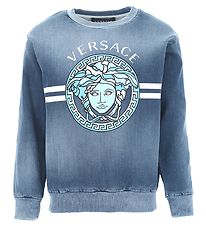 Versace Sweatshirt - Logo/Medusa - Medium Blue/Hvid
