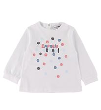 Emporio Armani Bluse - Hvid m. Tekst/Smileys