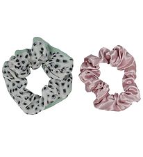 Bows By Stær Scrunchie - 2-pak - June - Rosa/Grøn Leo mix