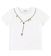 Dolce & Gabbana T-shirt - Hvid m. Krystaller