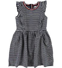 Tommy Hilfiger Kjole - Navy/Hvidstribet m. Flæser
