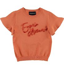 Emporio Armani T-shirt - Strik - Koralrd m. Pailletter