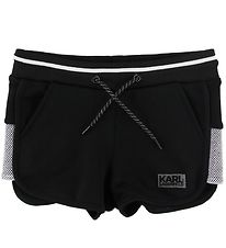 Karl Lagerfeld Sweatshorts - Sort m. Hvid