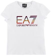 EA7 T-shirt - Hvid m. Glitter Logo