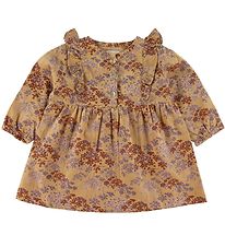 Mini A Ture Kjole - Fløjl - Ama - Sweet Curry m. Blomster