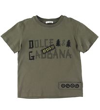 Dolce & Gabbana T-shirt - Giardiniere Maschio - Armygrøn m. Prin Dolce & Gabbana T-shirt - Giardiniere Maschio - Armygrøn m. Prin