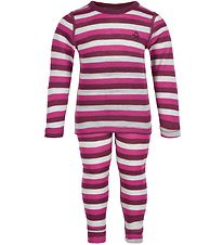 Color Kids Skiundertøj - Beet Red m. Striber