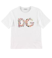 Dolce & Gabbana T-shirt - Country - Hvid m. Blommabroder