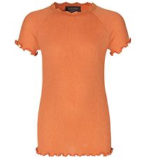 Rosemunde T-shirt - Silke/Bomuld - Orange m. Glimmer