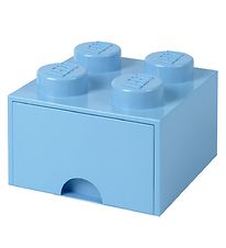Lego Storage Opbevaringsskuffe - 4 Knopper - 25x25x18 - Lyseblå