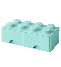 Lego Storage Opbevaringsskuffe - 8 Knopper - 50x25x18 - Aquablå