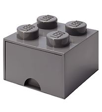 Lego Storage Opbevaringsskuffe - 4 Knopper - 25x25x18 - Mørkegrå