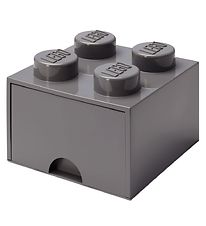 LEGO Storage Opbevaringsskuffe - 4 Knopper - 25x25x18 - Mrkegr