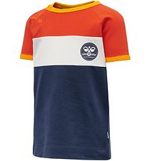 Hummel T-shirt - hmlAnton - Orange/Navy