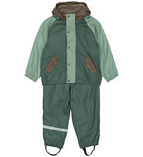 Mikk-Line Regntøj m. Seler m. Fleece - PU - Balsam Green