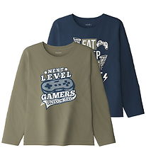 Name It Bluse - NkmVictor - 2-pak - Mermaid/Insignia Blue/ Eat G