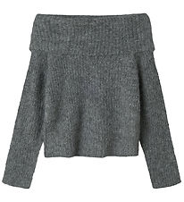 LMTD Bluse - Strik - NlfNulo - Dark Grey Melange