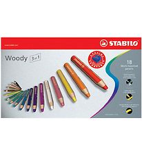 Stabilo Farveblyanter - Woody 3-i-1 - 18 stk. - Multifarvet